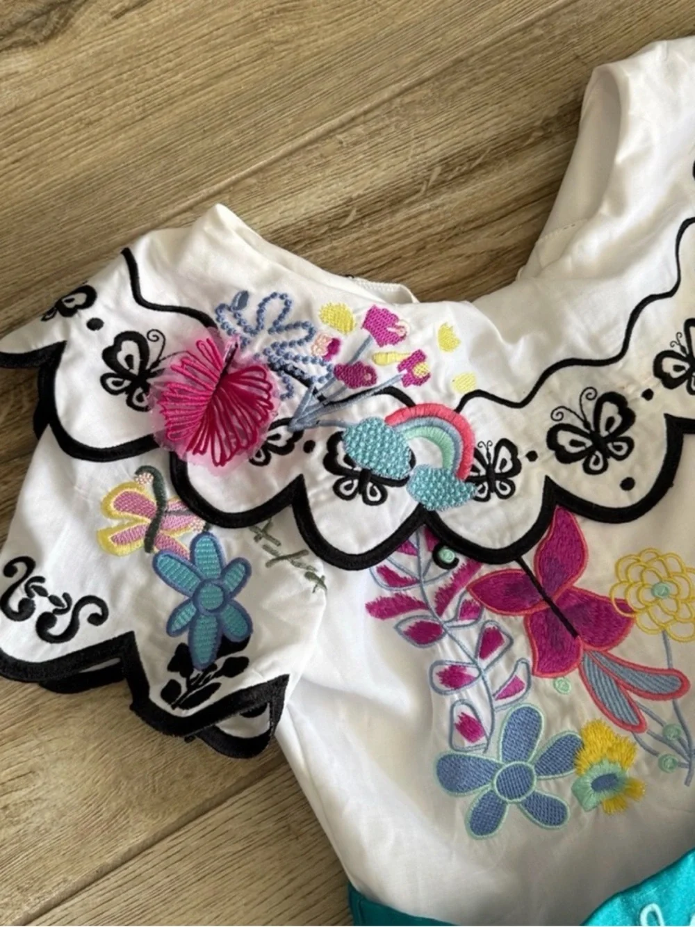 Disney Teal and White Embroidered Fiesta Dress Costume - Picture 4 of 7